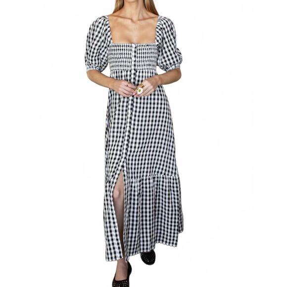NEW EMERSON FRY santiago 3 maxi dress in black/white large check - Picture 4 of 5